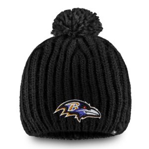 Black F3037035 Baltimore Ravens NFL Pro Line by Women's Iconic Ace Knit Hat With Pom