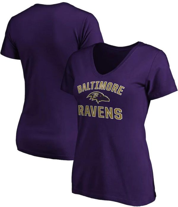 Baltimore Ravens T-Shirt Women's Victory Arch V-Neck - Purple