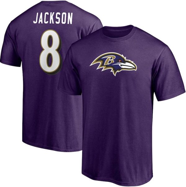 Lamar Jackson Baltimore Ravens T-Shirt Purple Player Icon Name & Number